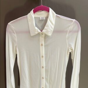 Wilfred/ Aritza ivory sheer Button-Up Women's Top.